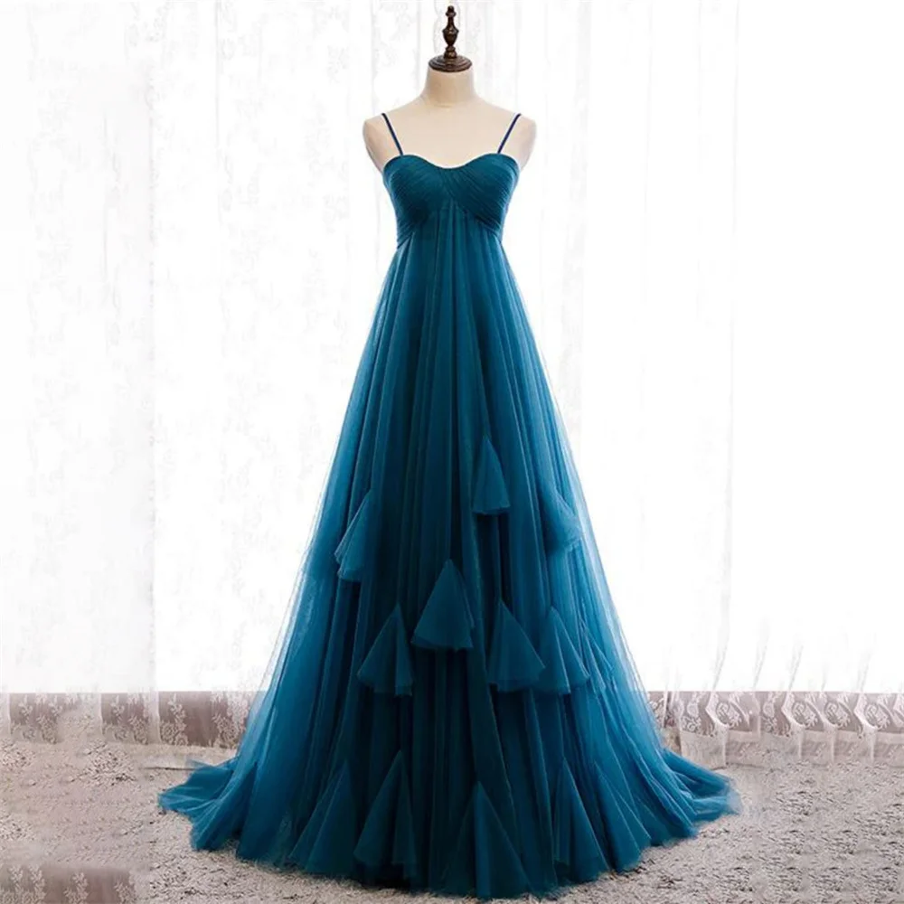

Lily Spaghetti Strap Sleeveless Evening Gown Sweetheart Elegant Prom Dress Tulle A Line Wedding Evening Dress robes de soirée