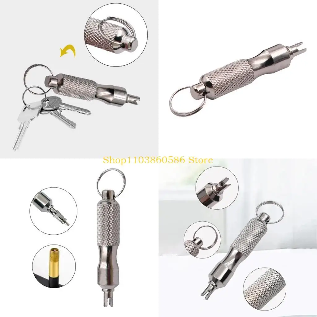 

242A Practical Convenient Lightweight Tire Valves Wrench Keychain Disassembly Tool Suitable For Quick Access During Long Trip