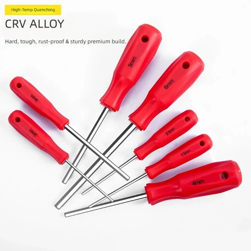 7 Piece Fastener Tool 1.5 mm to 6 mm, Extended Reach Repair Set with Steel Build, Grip Design and Storage Rack for Home M4YD