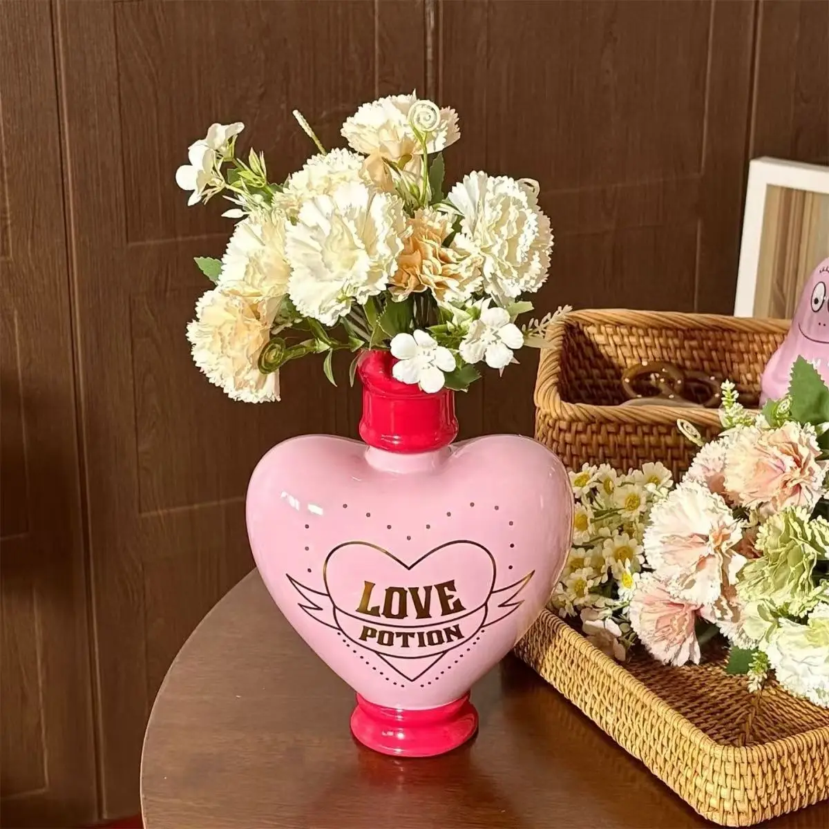 Love Potion Ceramic Vase Heart Shape Home Room Decor Cachepot Flower Bottle  Gift