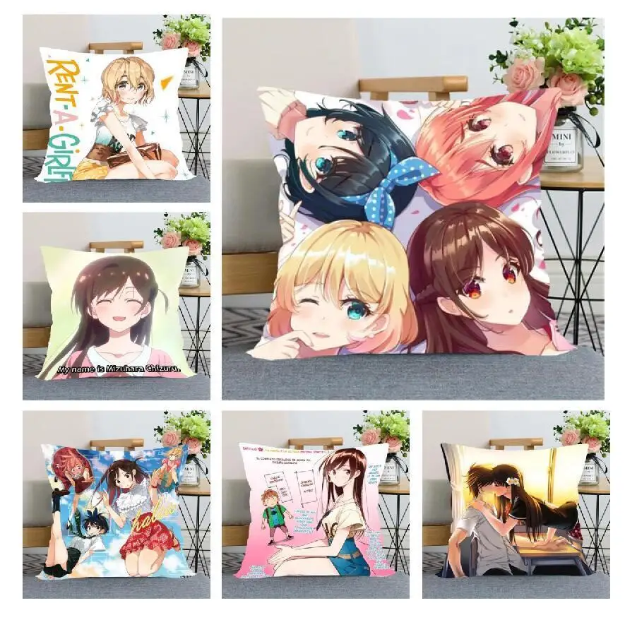 New Rent A Girlfriend Anime Pillow Cover Home Peach skin polyester Decorative Pillowcase