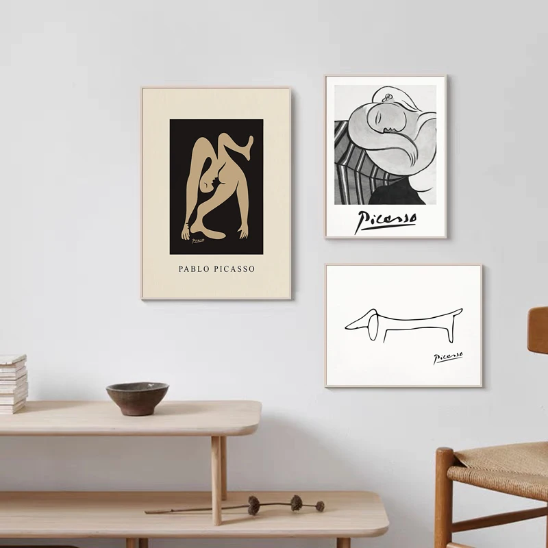 Vintage Picasso Poster Kiss Dog Abstract Decorative Prints Interior Canvas Painting Wall Art Picture Home Living Room Decoration