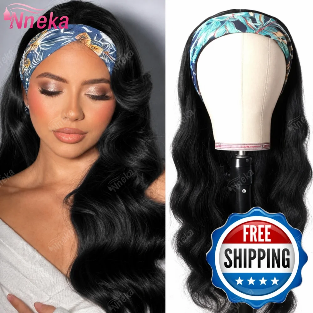 

Body Wave Headband Wig Brazilian Full Machine Made Wigs No Glue No Sew In Scarf Wig Water Wave Headband Human Hair Wigs For Wome