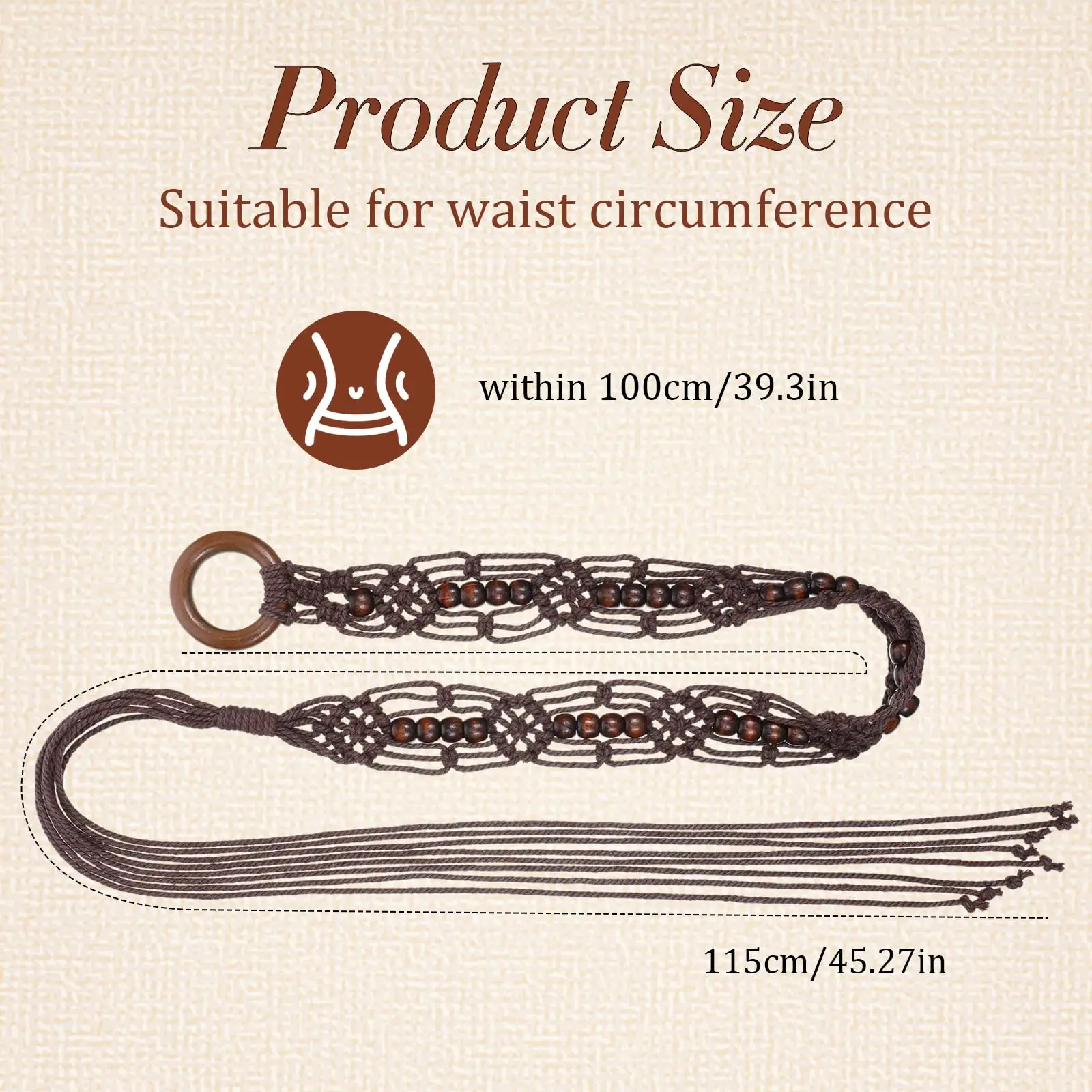 2Pcs Women's Bohe Rope Braid Waist Belt Bohemian Woven Belt for Women Beaded Braided Tassel Belt Renaissance Rope Belts for Dres