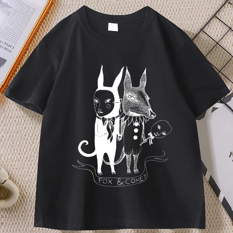 

Funny Creatures Printed T Shirt Animal Fox T-shirts Cotton Short Sleeve Tshirt Casual Round Neck Printed Tshirt Male Clothes
