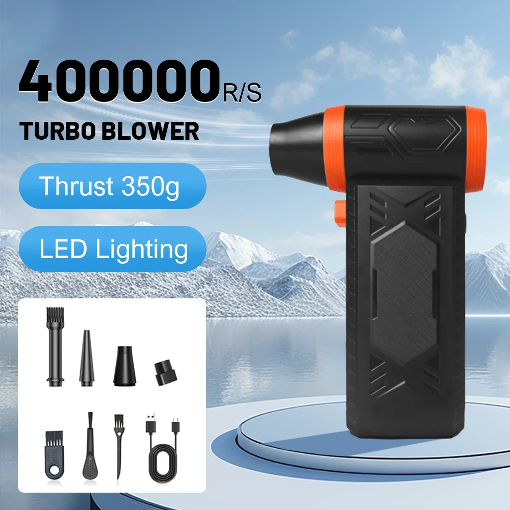

Dust Blower Fan with Light 400000RPM Thrust 350g Powerful Air Blower High Speed Turbo Violent Fan Brushless Jet Blower Vacuum