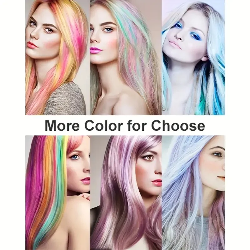 22Inch Colored Party Synthetic Clip in Hair Extensions for Girls Multi-colors Long Straight Hair Rainbow Hairpieces image 6