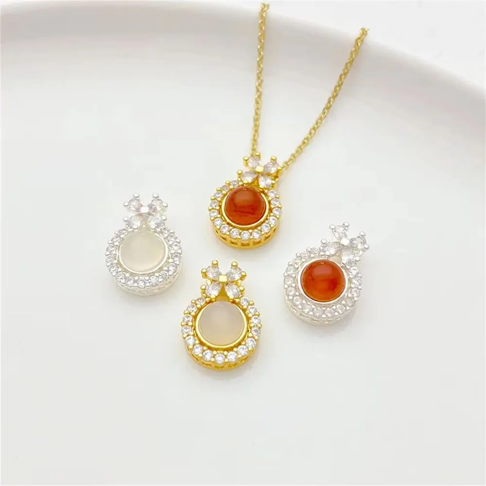 

18K Gold-plating Ice-through Imitation Chalcedony Pendant Handmade DIY String Bracelet Necklace Jewelry Material Accessories