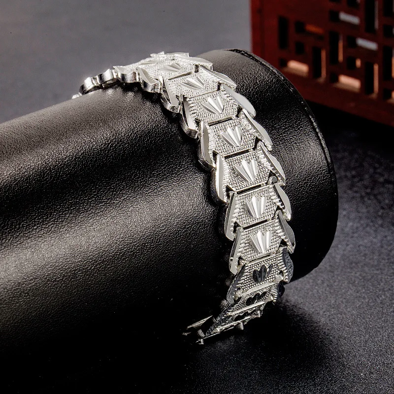 Wholesale 925 sterling silver gorgeous Wide Bracelet for Women fashion Couple Gift Street Versatile Jewelry boutique accessories