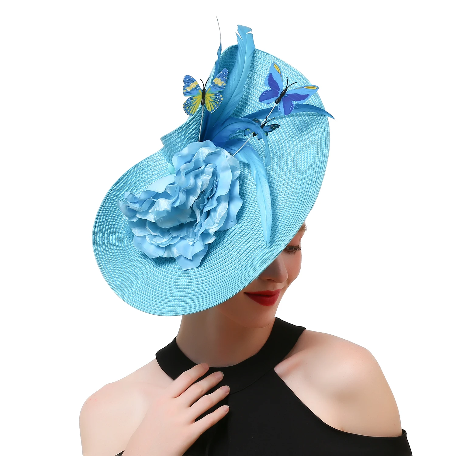 Fancy Butterfly Feather Fascinator Hat Fancy Multicolour Kentucky Derby Hat Tea Party Flower Headdress Female Top Hat Church Hat