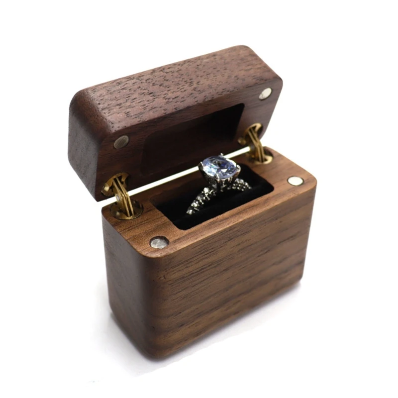 

Wooden Ring Box Ring Display for Case Black Walnut Ring Holder for