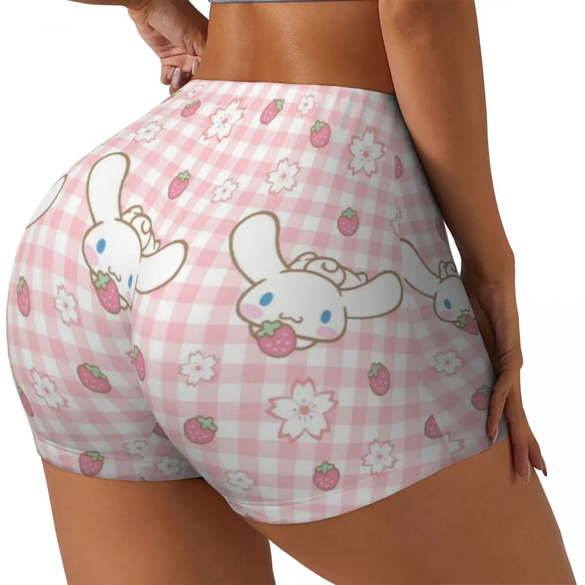 Custom Anime Cartoon Cinnamoroll Workout Shorts Women's Gym Volleyball Running Yoga Shorts