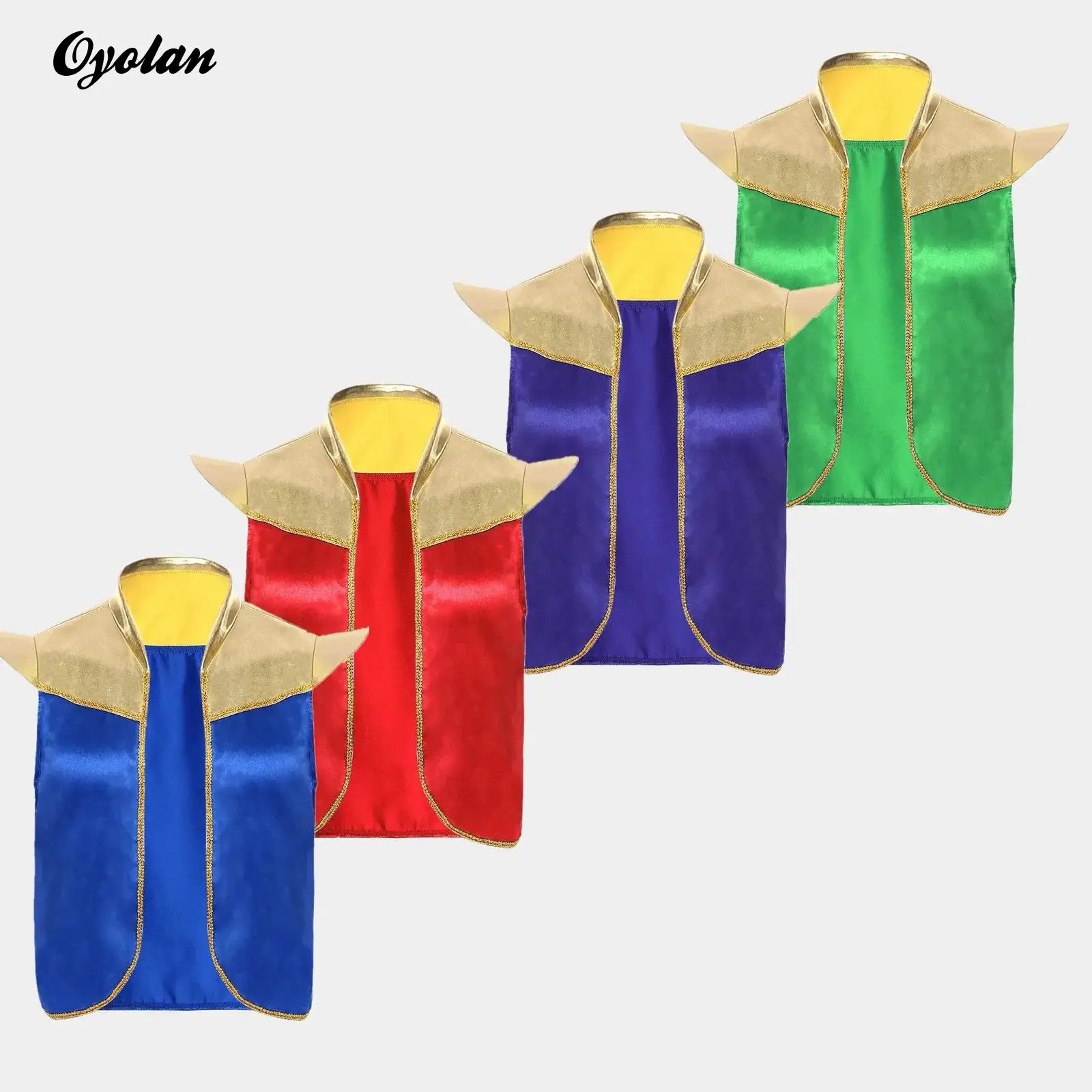 

Mens Halloween Arabian Prince Carnival Cosplay Costume Shiny Metallic Vest Tops Shoulder Pads Open Front Vest Waistcoat