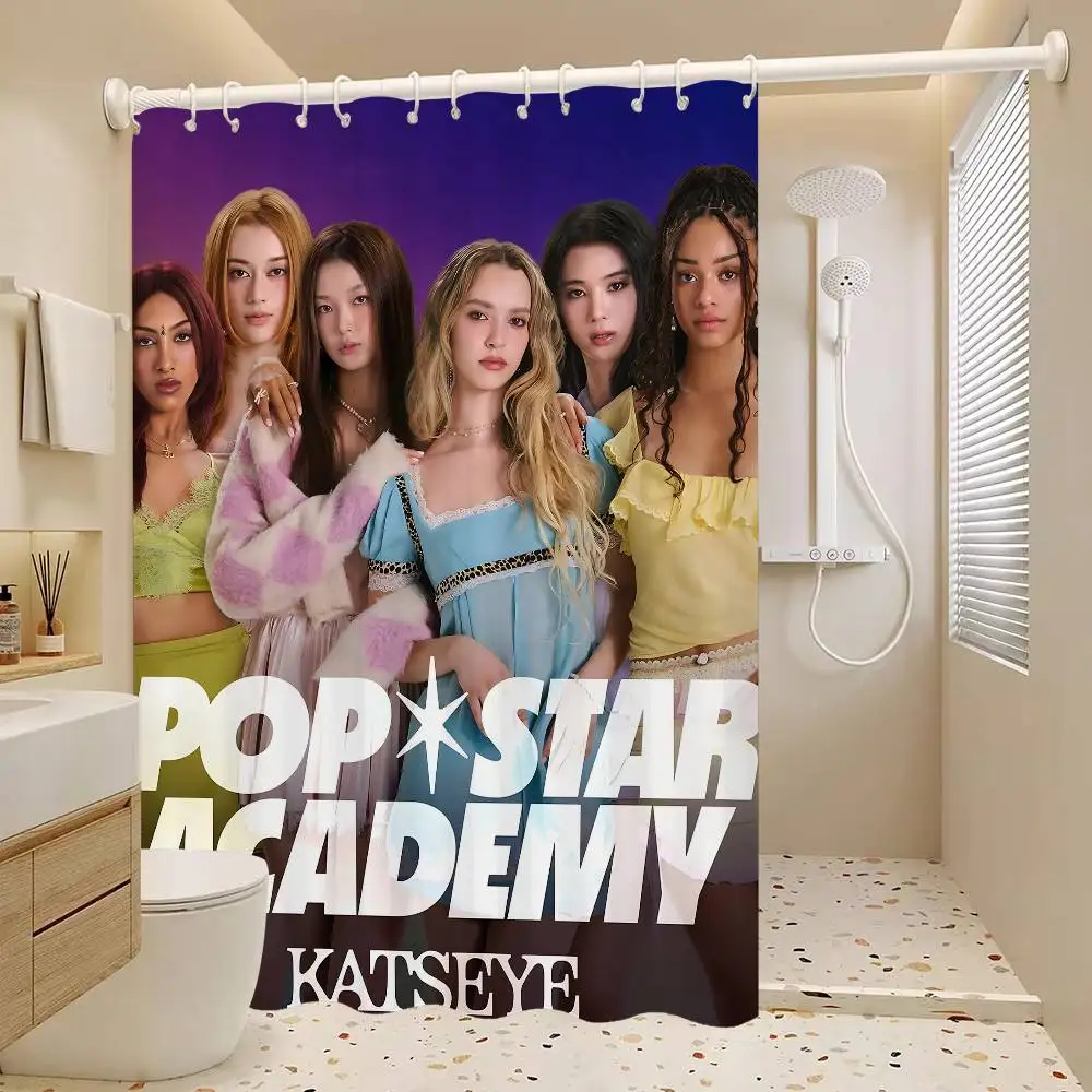 Popular Korea Kpop Band K-Katseyes Shower Curtain Summer Beach Bathroom Decorative Shower Curtain, Waterproof