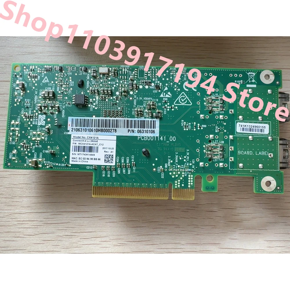 FOR  Mellanox 25G MCX4121A-ACAT 25Gbe CX4121A 25GbE Dual-port 10 Gigabit optical fiber Network card