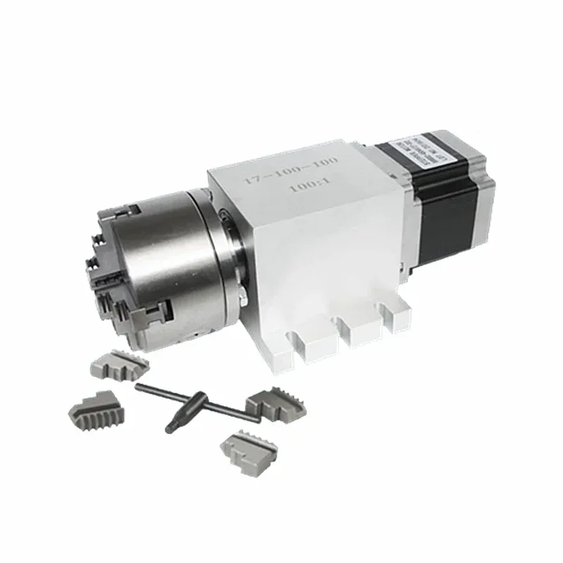 Harmonic Drive ลด 3 4 Jaw 100mm Chuck CNC 4th แกนแกนหมุนความเร็วลดอัตราส่วน 100:1 สําหรับเครื่องมิลลิ่ง