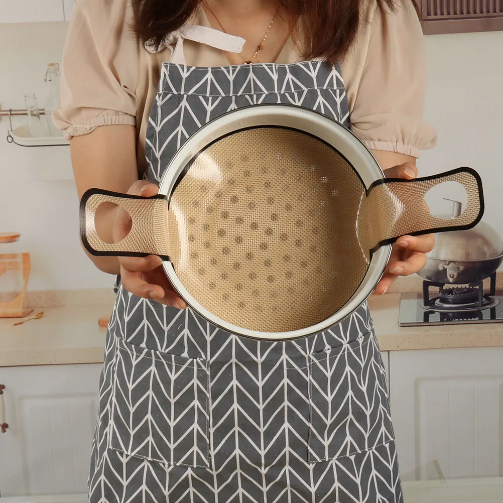 

2Pcs Fiberglass Baking Mat Heat Resistant Reusable Oven Dough Pad for Biscuit Round Silicone Mats Easy Storage