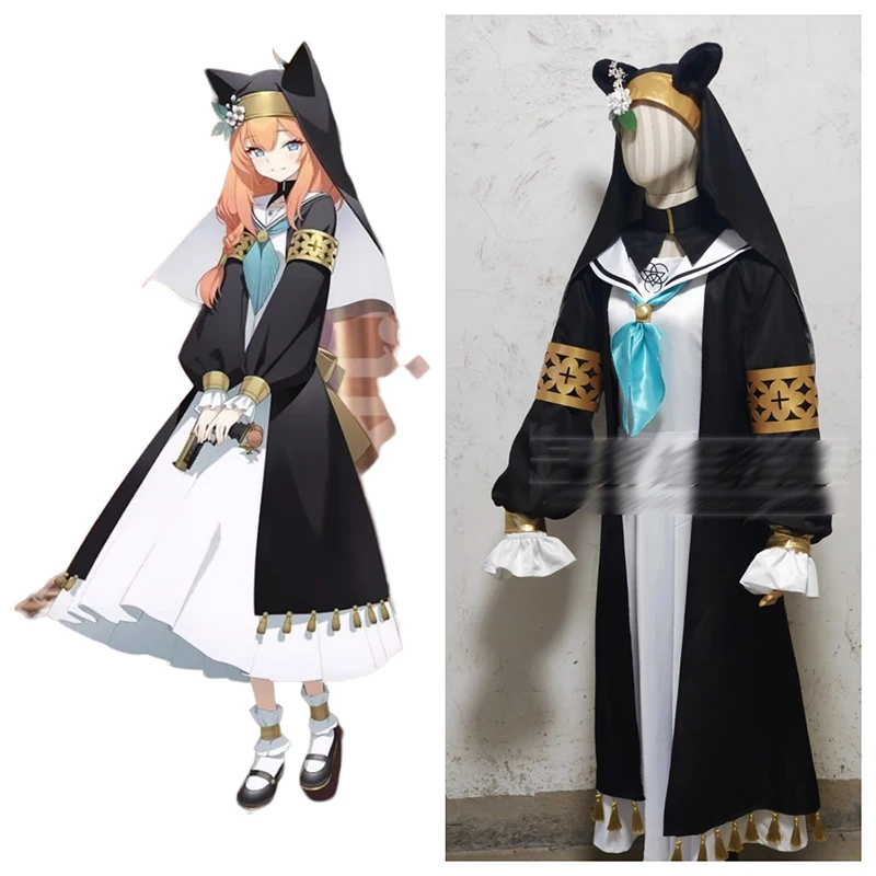 The Blue Archive Cos Iochi Mari Cosplay Cute Ear nun sailor Skirt Customized Nun uniform Halloween Female Costume A