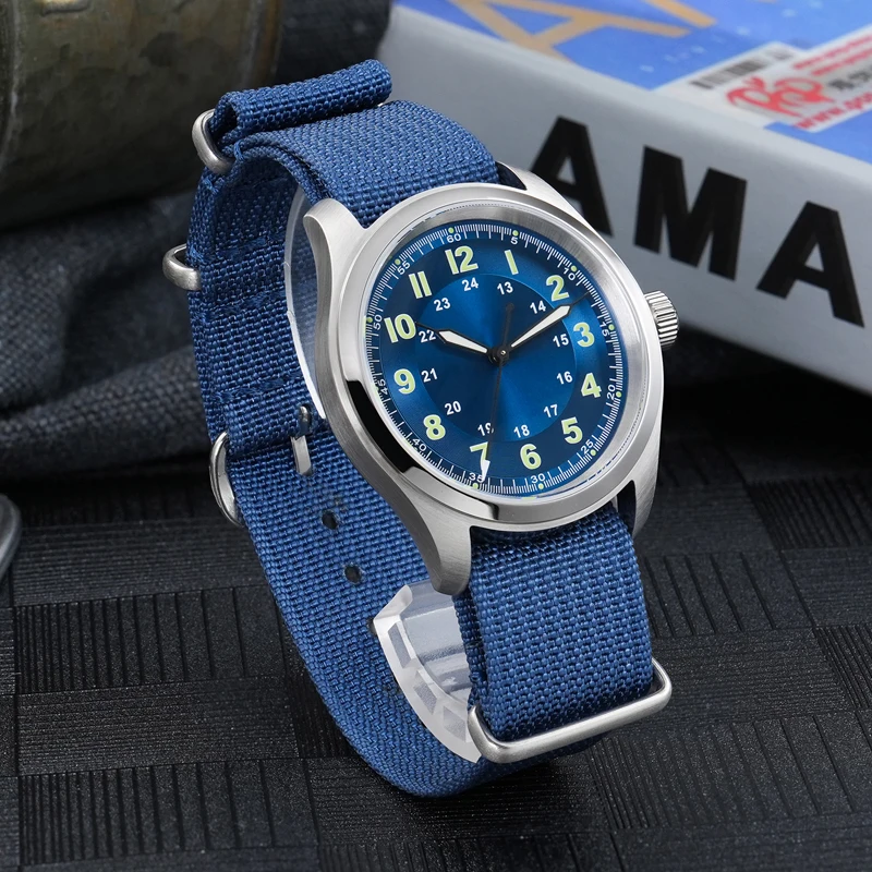 Militado 38mm Military Watch Japan VH31 Quartz Double Sapphire Crystal C3 Super Luminous 10Bar Waterproof Homage Watch ML08