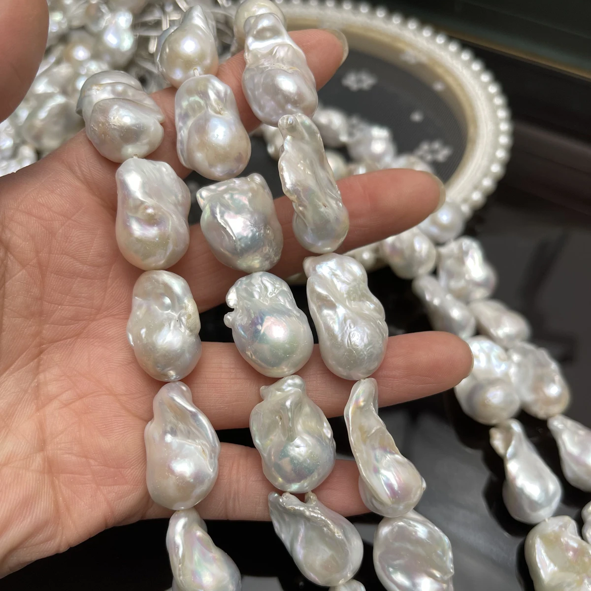 

Natural Freshwater Flameball Pearl Beads Irregular White Baroque Pearls for Jewelry Making Diy Necklace Accessories Strand Gifts