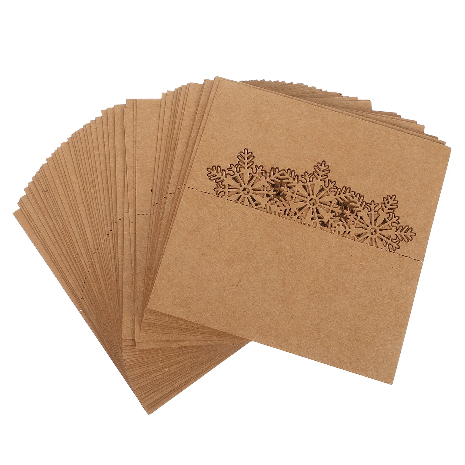 50Pcs Hollow Snowflake Place Cards Rustic Brown Kraft Paper Wedding Escort Tags Christmas Table Setting Blank Seating Chart Name - view 4