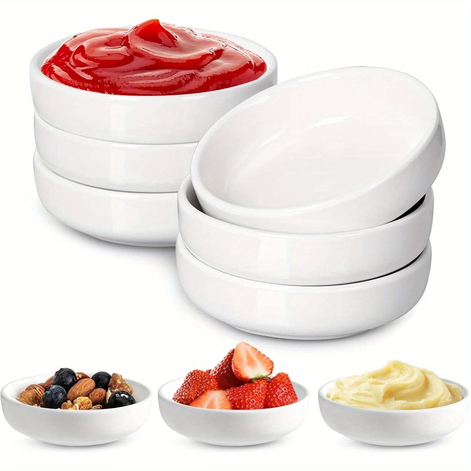 6-piece seasoning plate set, round tableware, reusable tableware, restaurant cafeteria buffet household commercial tableware