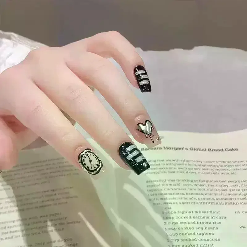 Silver Lava Annual Ring Cherry Clock Watch Starburst Love Heart Rate Chart Moon Star Line Bowknot Line Nail Art Stickers Decals