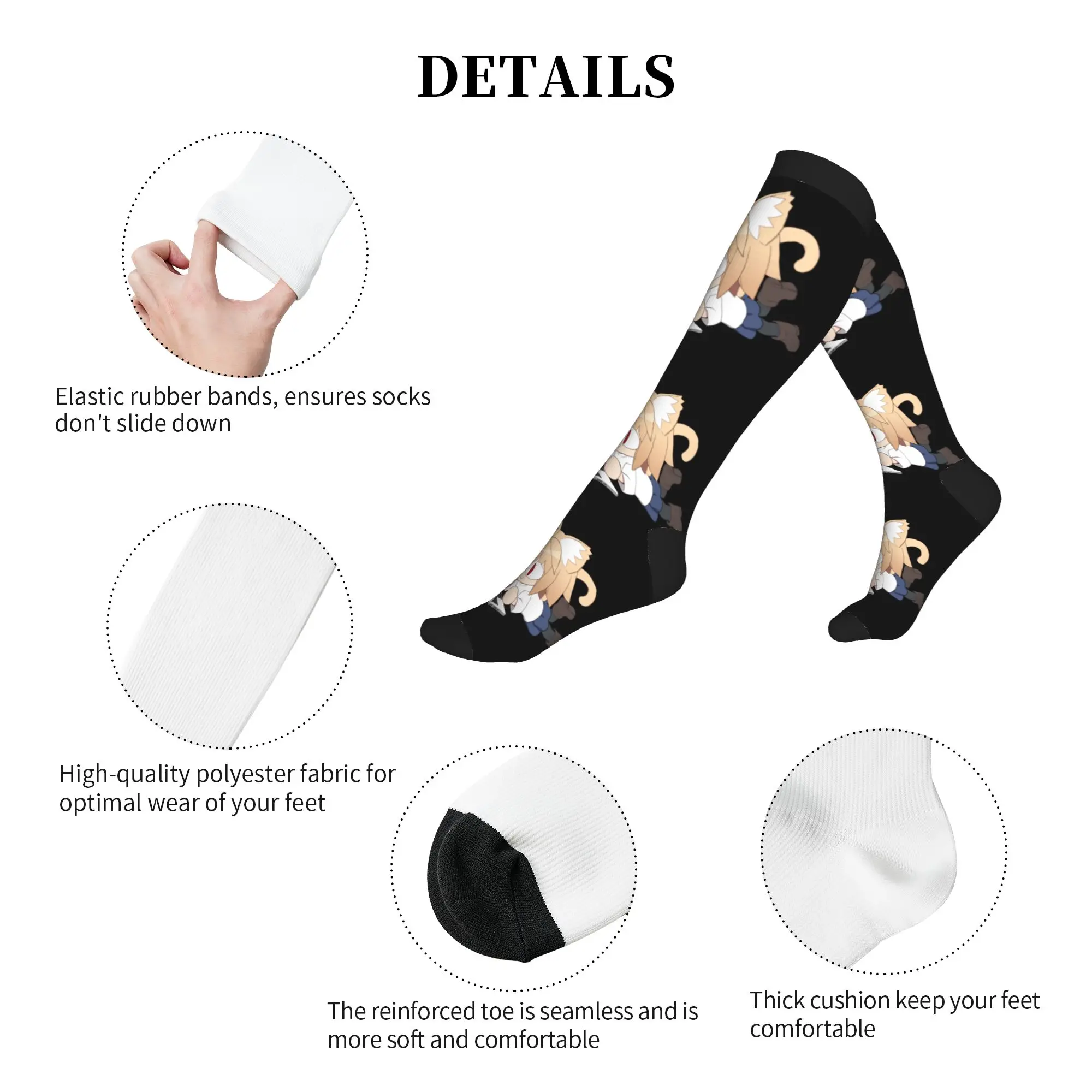 Neco Arc Cartoon Animated Cat Dress Socks for Men Women Warm Fashion Novelty  Sports Compression Socks view 5