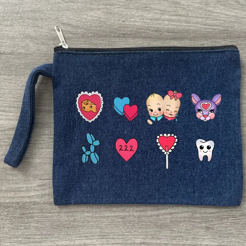 

Melanie Martinez Manga Aesthetic Y2k Dames Cosmetic Bag Women Makeup Bag Kawaii Toiletry Canvas Travel Organizer Denim
