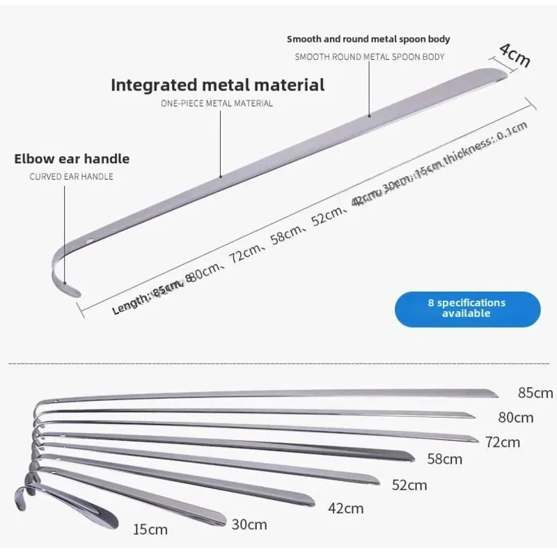 

Рожок для обуви из нержавеющей стали с изогнутым крючком Различные размеры Металлический подъемник для обуви Металлическая обувь из нержавеющей стали
