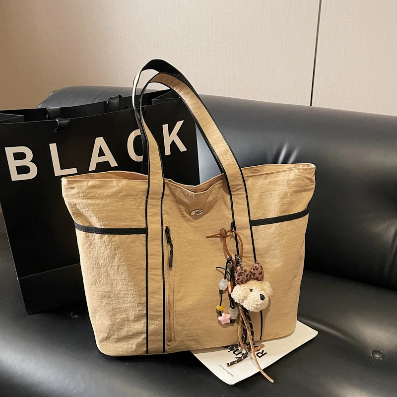 

New Fashion Women Casual Canvas Tote Bag Vintage Shoulder Handbag Large Capacity Travel Tote Lightweight Reusable Shopper Purse