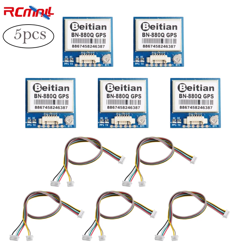 

5PCS BEITIAN BN-880Q GPS Module with Compass QMC5883L GNSS GPS GLONASS Dual Flight Control for AMP2.6/PIX4/PIXHAWK