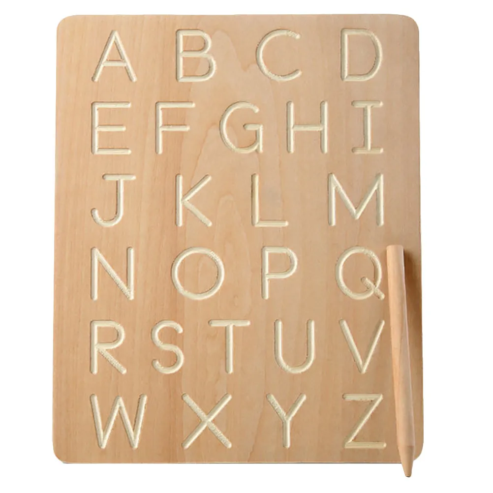 1Set Letter Teaching Board Wooden Alphabet Spelling Writing Practice Cognitive Educational Plaything Children Writing Plaything