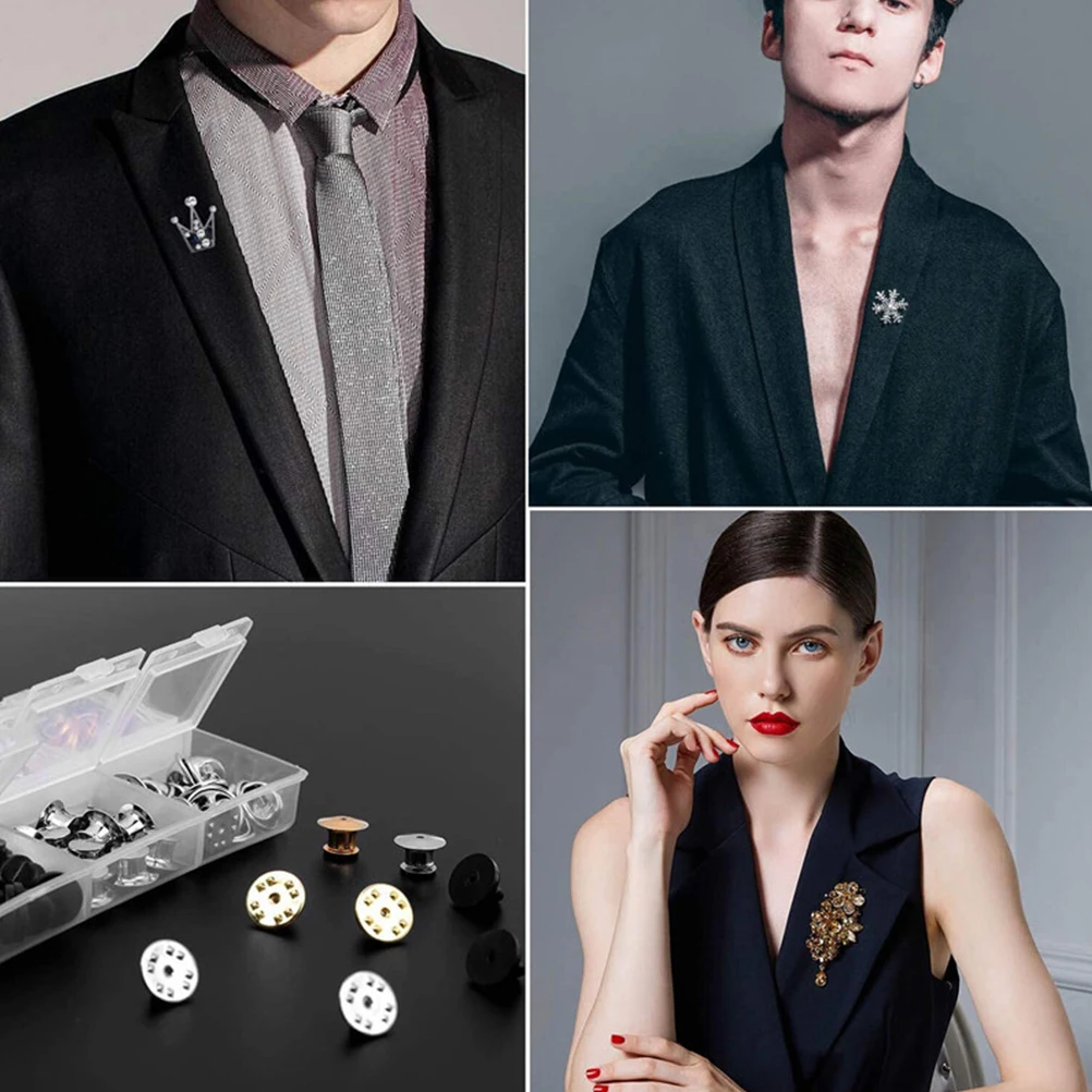 

84 Pcs Pin Holder Brooch Clutch Flat Round Backs Keeper Professional Tie Tack Lapel Replacement Pins Metal Rubber Easy Use