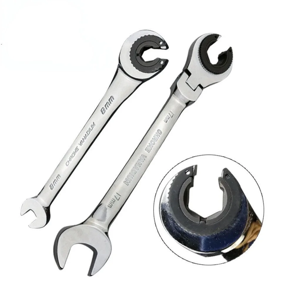 12Pcs Gears Ring Wrench Tubing Ratchet Combination Wrenches Set  8-19 MM Oil Spanners Hand Tools with Open Flex-head