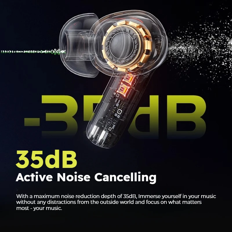 Sansui W23 Spatial Audio ANC Wireless Earphones 35dB Active Noise Cancellation Bluetooth 5.4 Headphone 4 Mic HD Call TWS Earbuds