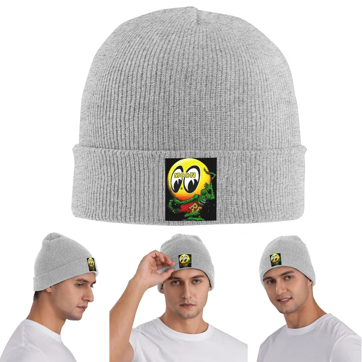 

Теплая вязаная шапка с лунными глазами и крысами, зимняя вязаная шапка с капюшоном, шапочки Skullies, шапки в стиле хип-хоп для унисекс