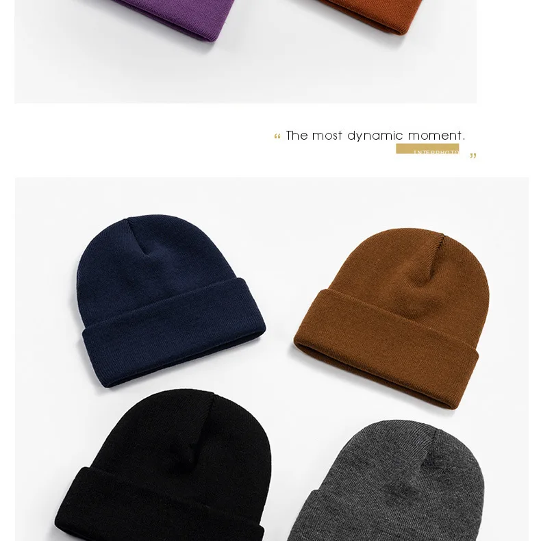 Benutzerdefinierte Mütze drucken Ihr eigenes Logo Winter gestrickt warm halten kalte Mütze Unisex einfarbig Hip Hop häkeln Totenkopf Beanie Hüte – Detail 10