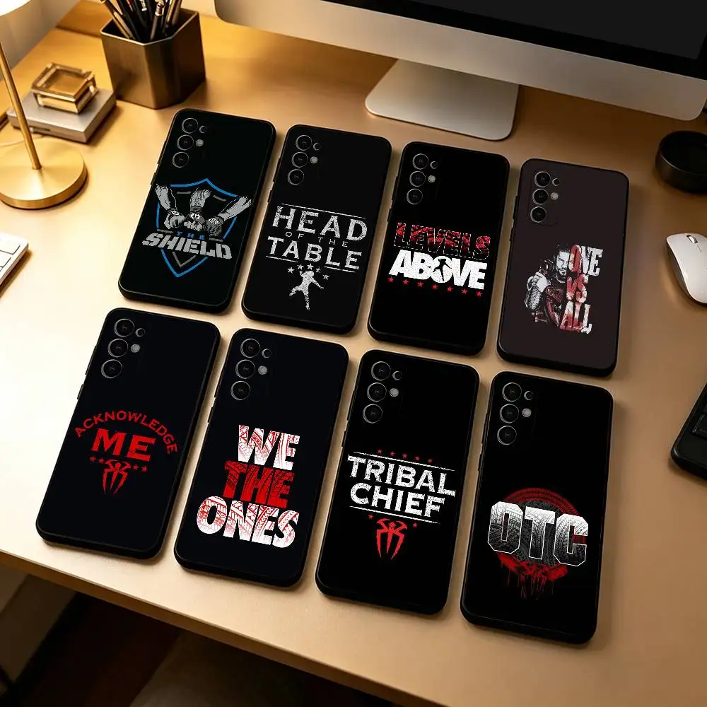 Roman R-Reigns W-Wrestler Logo Phone Case For Samsung S25,S24,S21,S22,S23,S30,Ultra,S20,Plus,Fe,Lite,Note,10,Black Cover