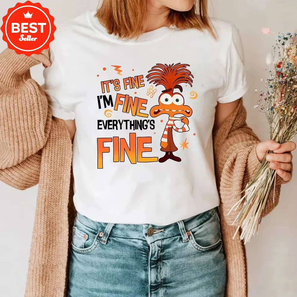 

Summer 2025 T-Shirt Everything is Good Anxiety Inside Out Emotional Shirt Vintage Mental Health Family Vacation T-Shirt Y2k Top