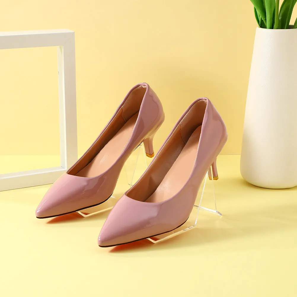 6Pcs Acrylic Transparent Shoe Rack Organizer High Heel Display Rack Clear Single Heels Sneakers Retail Store Shelf