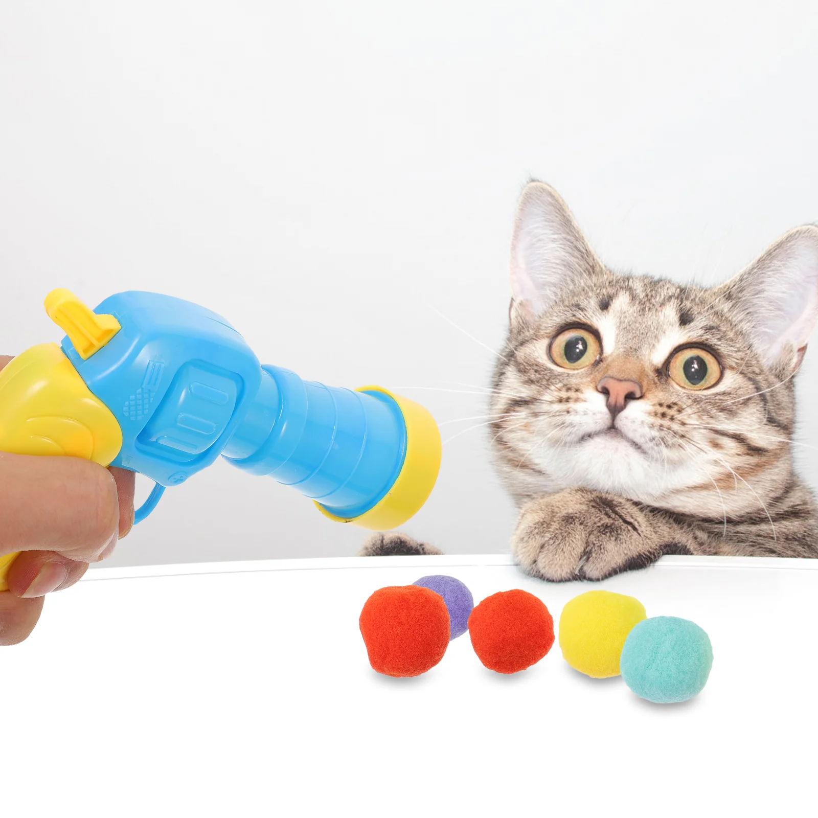 Toy Launcher Ball Interactive Silent Plush Elastic Cat Amusing Chasing Toys Fetch Pets Teasing Funny Training Cats