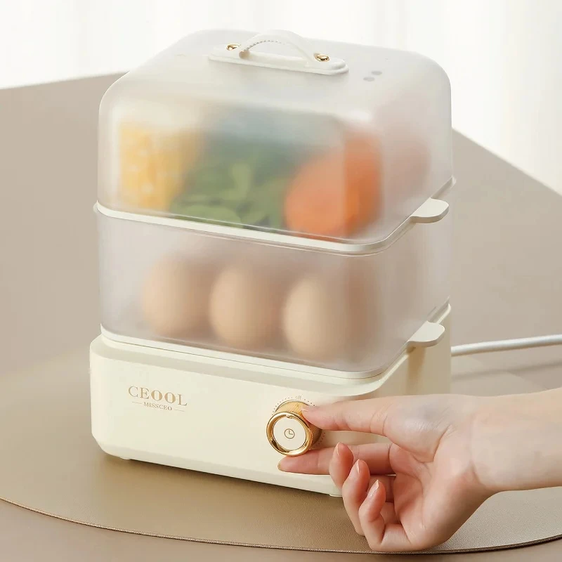 200 واط عنبر آلة طهي البيض متعددة الوظائف طبقة مزدوجة باخرة كهربائية السيارات خارج السلطة المنزل آلة الإفطار السريع سخان الطعام