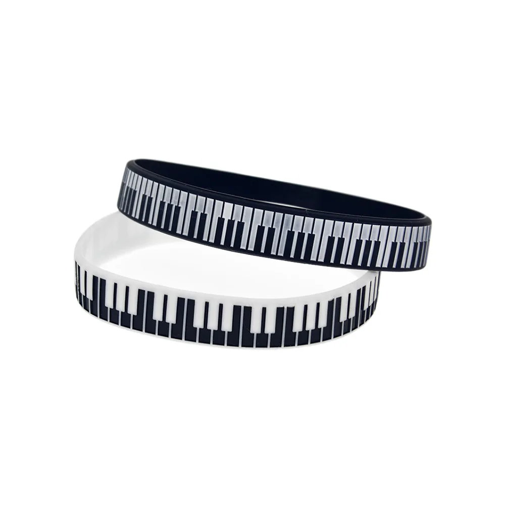 1 PC Piano Keys Silicone Bracelet 1/2 Inch Wide Debossed And Printed Logo