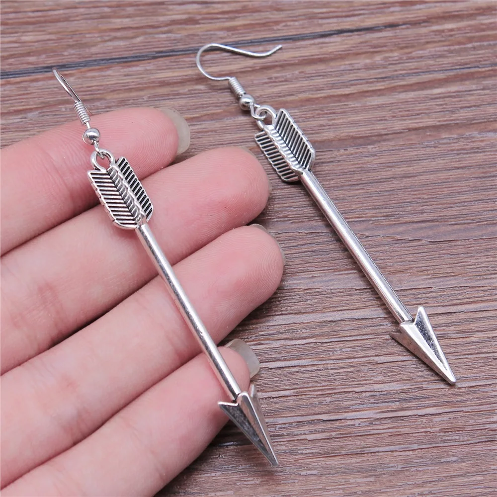 Fashion Handmade Simple Design Antique Silver Color Arrow Pendant Earrings Dropshipping Drop Earrings