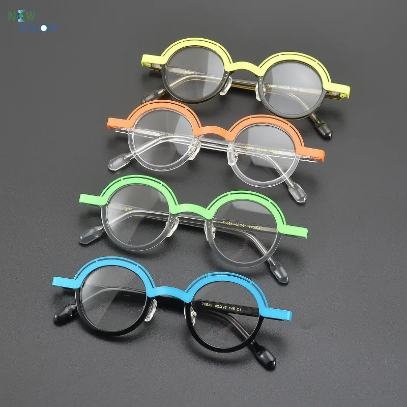 

Женские цветные ацетатные круглые очки в оправе в стиле ретро, оптические мужские модные легкие очки для близорукости с защитой от синего света