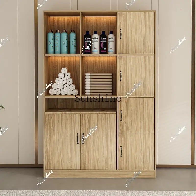 Wooden locker barber shop yoga studio towel storage beauty salon storage  TF