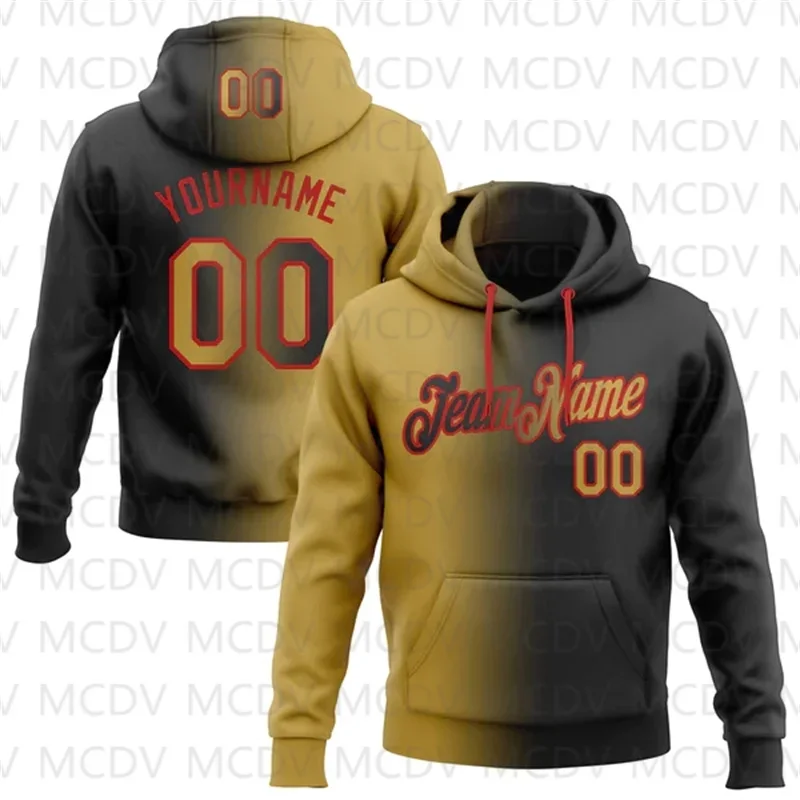 

Custom Black Old Gold-Red Gradient Fashion Sports Pullover Sweatshirt Hoodie