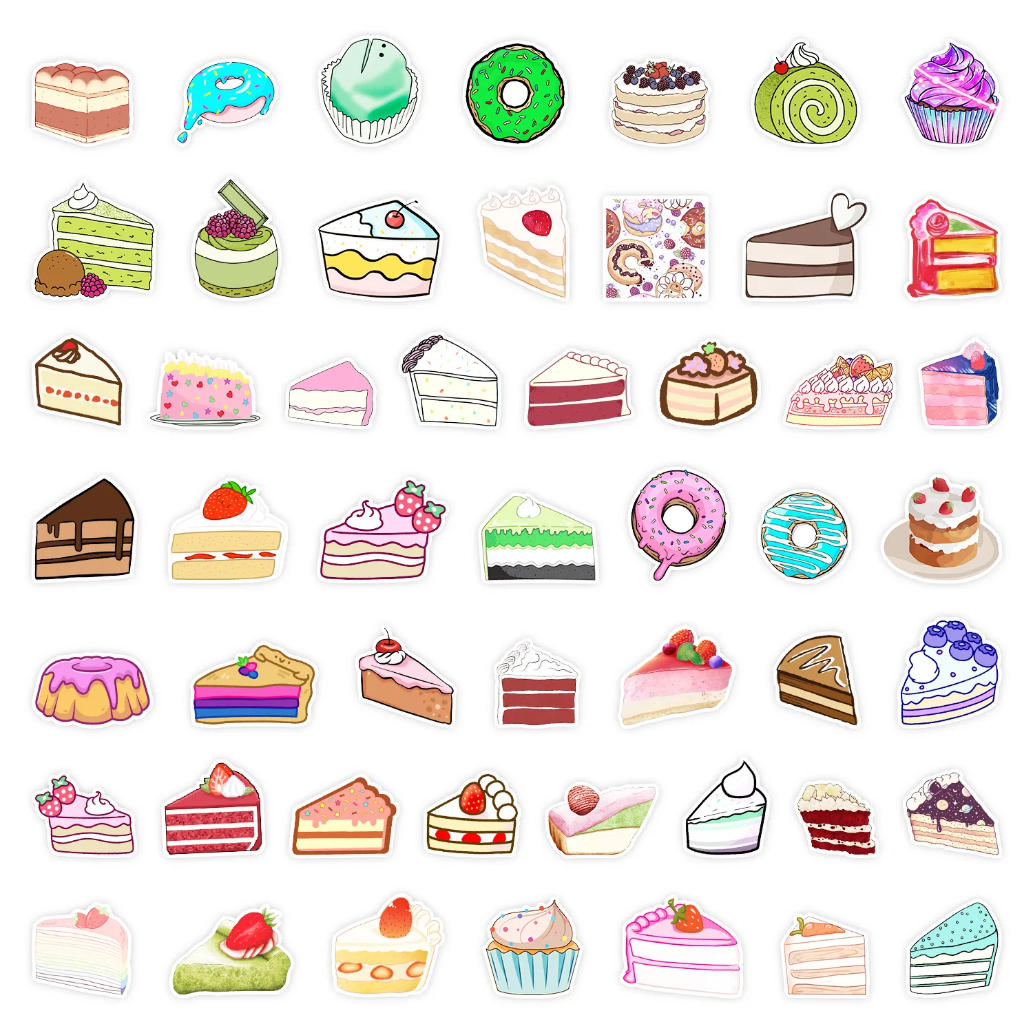 50 Pcs/pack Big Size Cakes Waterproof Decorative Stickers