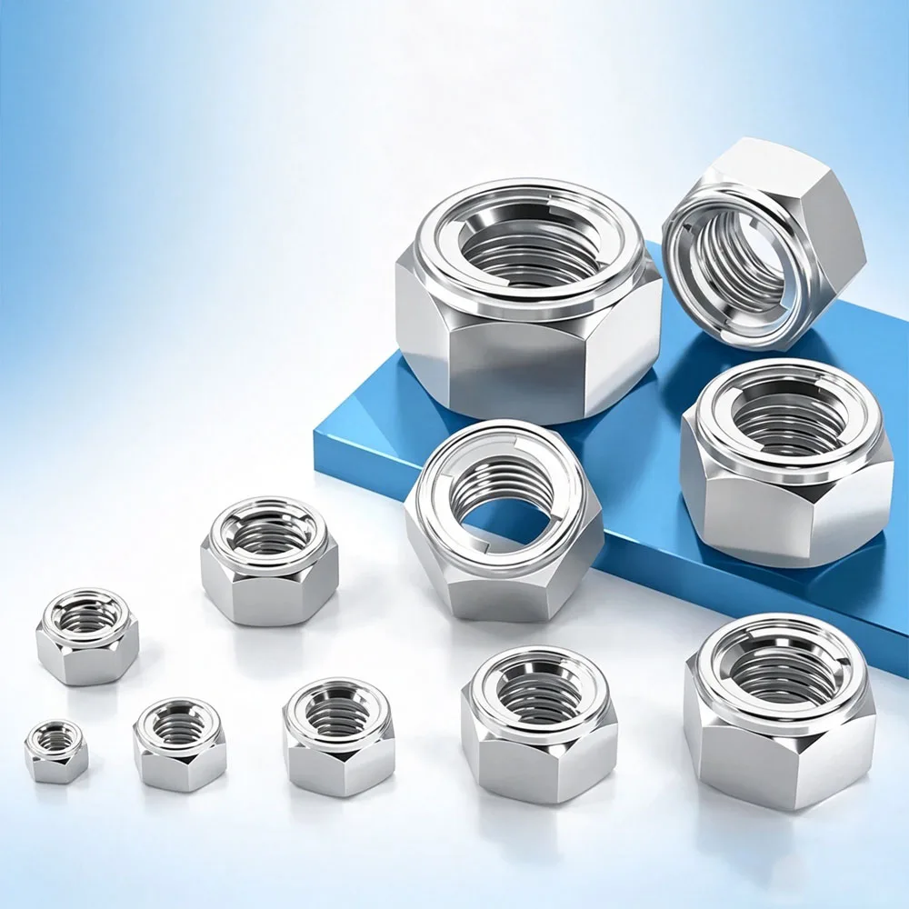 DIN980 GB6184 304-A2 Stainless Steel Hex Self-locking Locknut, M3 M4 M5 M6 M8 M10 M12 M14 M16 M18 M20, 1~10Pcs